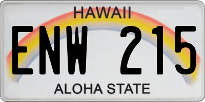 HI license plate ENW215