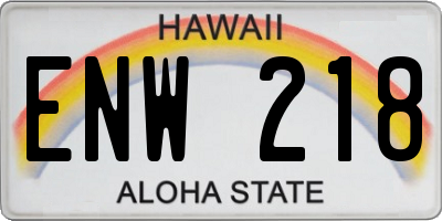 HI license plate ENW218