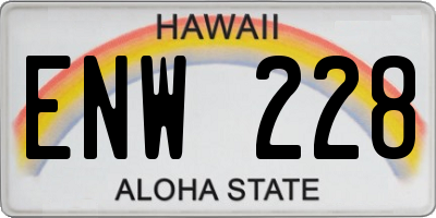 HI license plate ENW228