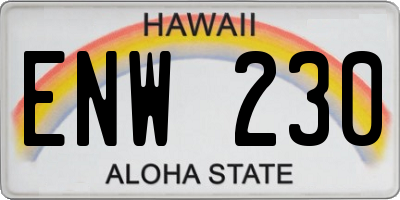 HI license plate ENW230