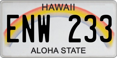 HI license plate ENW233