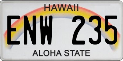 HI license plate ENW235
