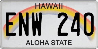 HI license plate ENW240