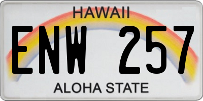 HI license plate ENW257