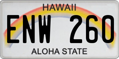 HI license plate ENW260
