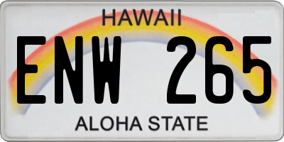 HI license plate ENW265