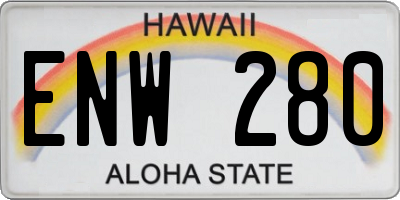 HI license plate ENW280