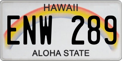 HI license plate ENW289
