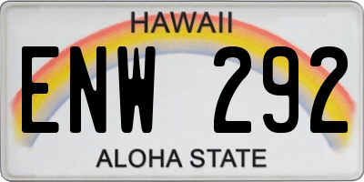 HI license plate ENW292