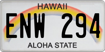 HI license plate ENW294