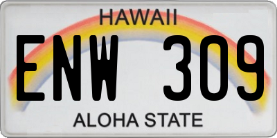 HI license plate ENW309
