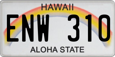 HI license plate ENW310