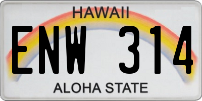 HI license plate ENW314