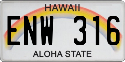 HI license plate ENW316