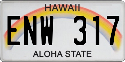 HI license plate ENW317