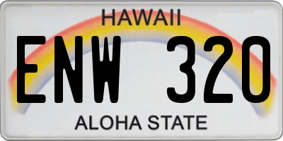 HI license plate ENW320