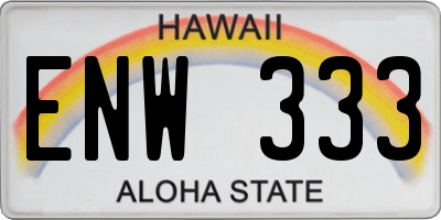 HI license plate ENW333