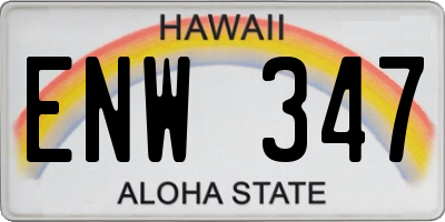 HI license plate ENW347