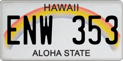 HI license plate ENW353