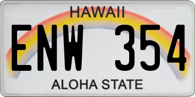 HI license plate ENW354