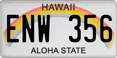 HI license plate ENW356