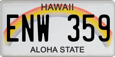 HI license plate ENW359