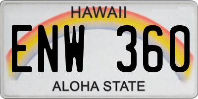 HI license plate ENW360