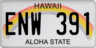 HI license plate ENW391