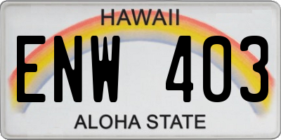 HI license plate ENW403