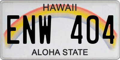 HI license plate ENW404