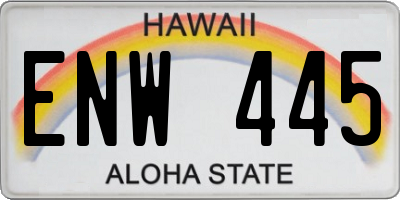 HI license plate ENW445
