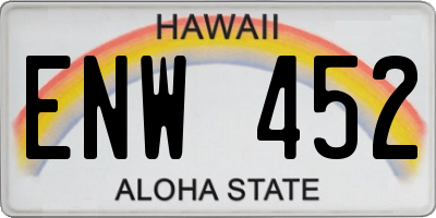 HI license plate ENW452