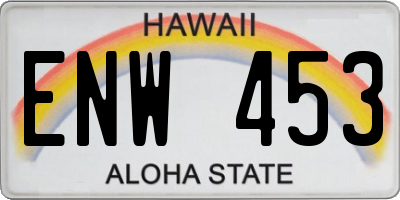 HI license plate ENW453