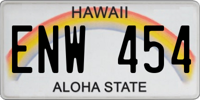 HI license plate ENW454