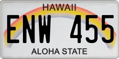 HI license plate ENW455