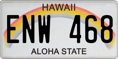HI license plate ENW468