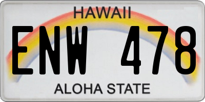 HI license plate ENW478
