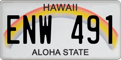 HI license plate ENW491