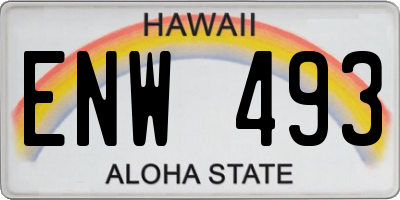 HI license plate ENW493