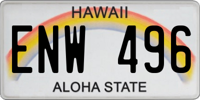 HI license plate ENW496