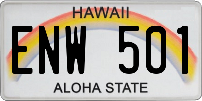 HI license plate ENW501