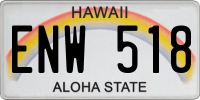 HI license plate ENW518