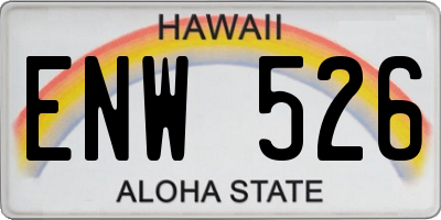 HI license plate ENW526