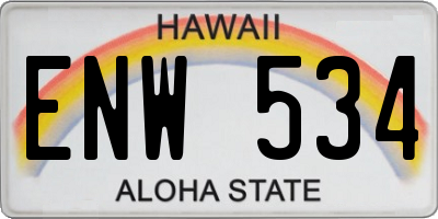 HI license plate ENW534