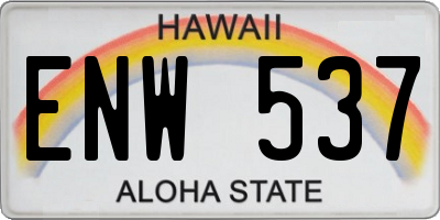 HI license plate ENW537