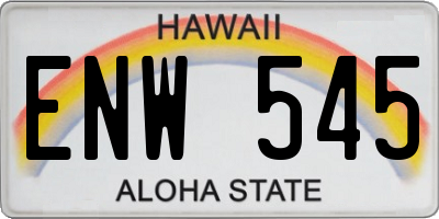 HI license plate ENW545