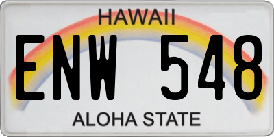 HI license plate ENW548