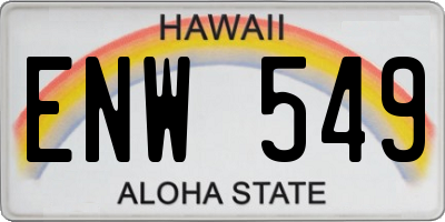 HI license plate ENW549