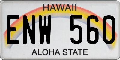 HI license plate ENW560