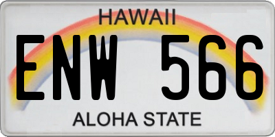 HI license plate ENW566